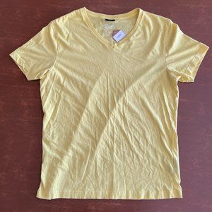 H&M Organic Cotton Bright Yellow V-Neck Basic Short-Sleeve T-Shirt (Men's L)
